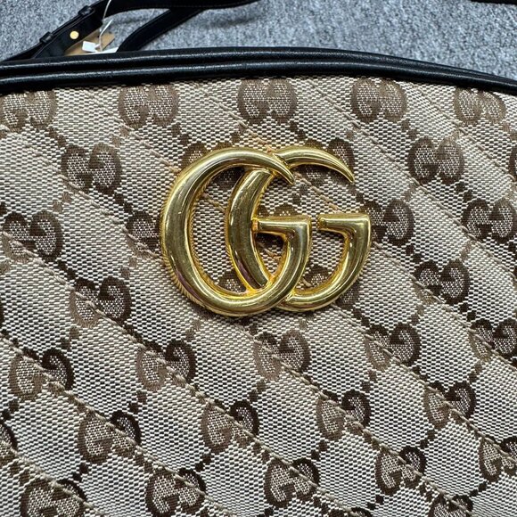 GUCCI GG Marmont Brown&Black Leather Shoulder Bag 675-071825 - Picture 13 of 15